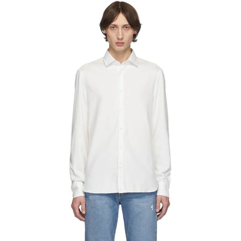 Eidos Mens Slim Fit JB Collar Shirt X-Large XL White - Made In Italy
